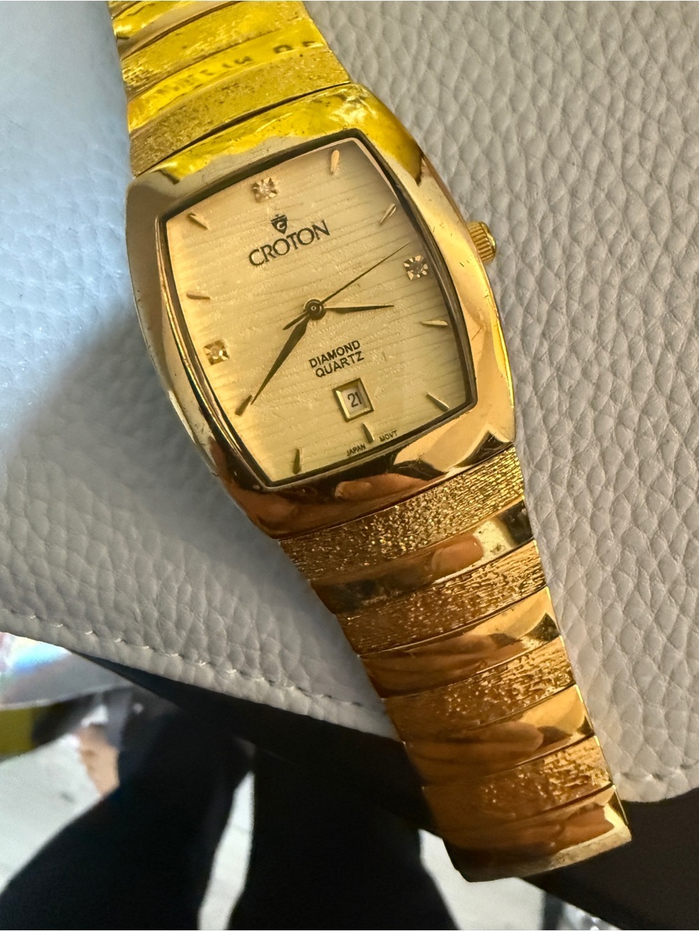 Croton Gold-Tone Diamond Accent Men's Quartz Watch
